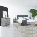 Queen 4 Pcs Bedroom Suite with Tallboy Fabric Upholstery MDF Combination of Black & Cement Colour