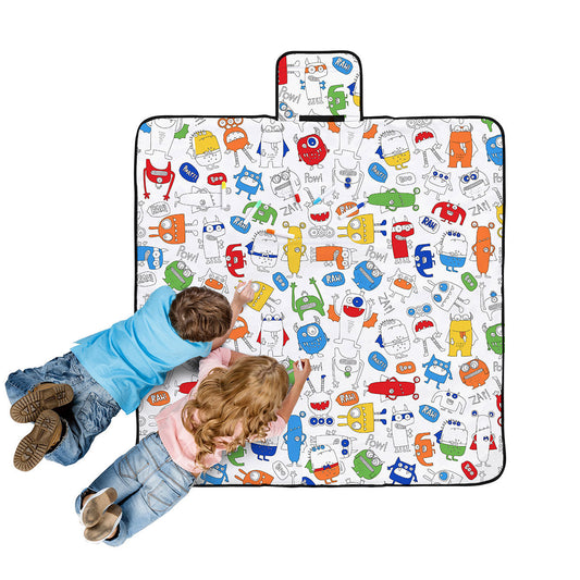 Happy Kids Monster Squad Colour Me In Picnic Blanket 125 x 125 cm.