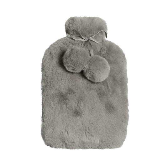 J.Elliot Home Amara Hot Water Bottle with Super Plush Faux Fur Cover Grey.