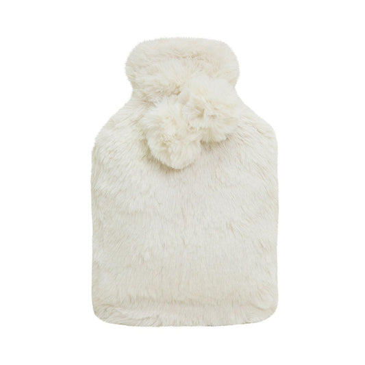 J.Elliot Home Amara Hot Water Bottle with Super Plush Faux Fur Cover Ivory.
