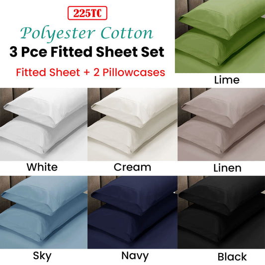 Apartmento 225TC Fitted Sheet Set King Black plus 2 Pillowcases