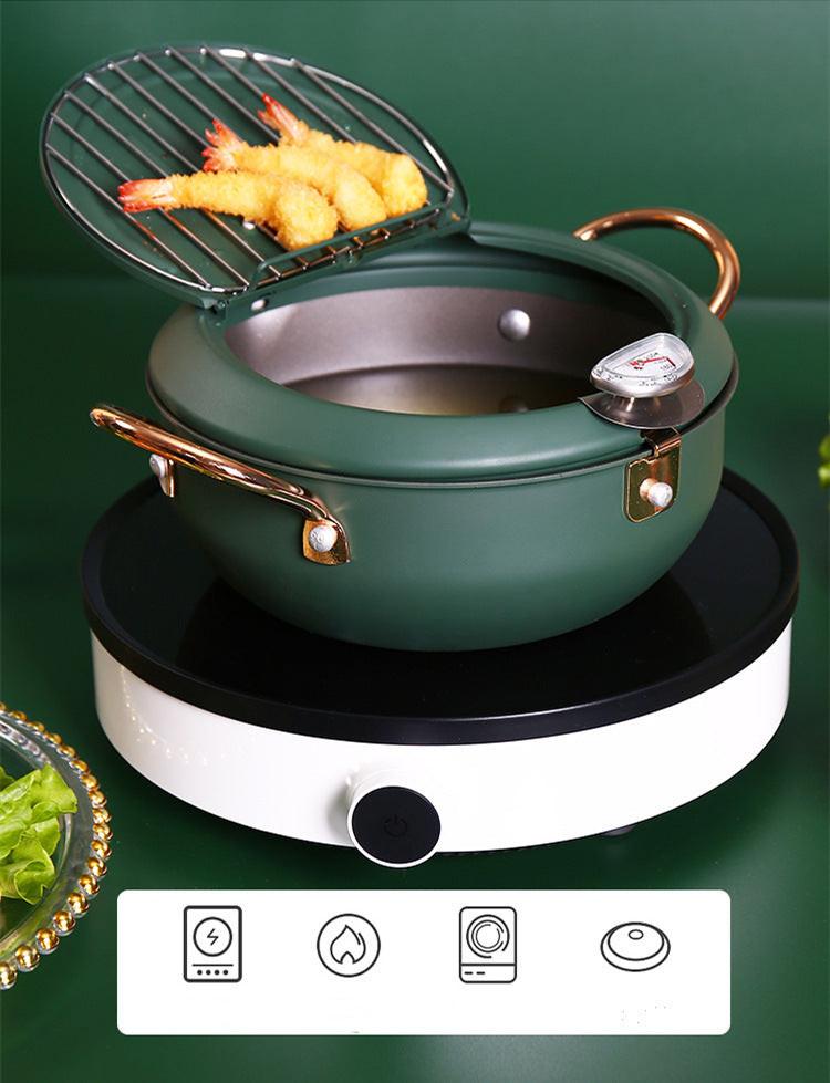 Justcook 20cm JSHS-YZG0320-1 Double Handle Tempura Karaga Fryer Pot Frying Pan.