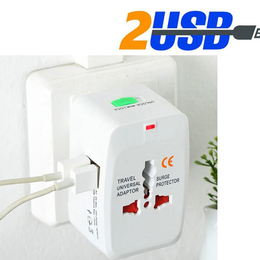 Dual USB Portable Electric Plug Power Socket Adapter International Travel Universal Charger Converter EU UK US AU.