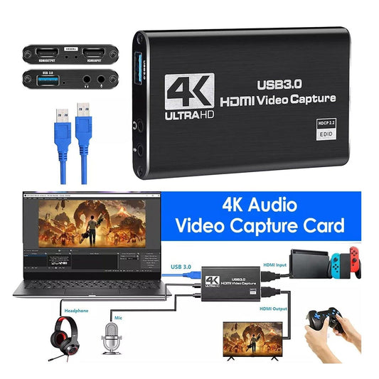 4K 1080P 60FPS HDMI to USB 3.0 Video Capture Card For PS4/PC/OBS Nintendo Switch.
