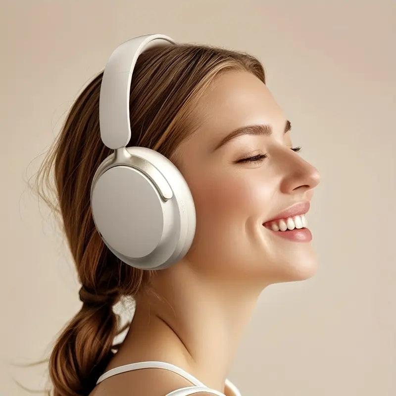 JR SY-T7 Bluetooth 5.4 Over-Ear Headset Wireless Headphones with Noise Cancelling Mic (Light Blue).