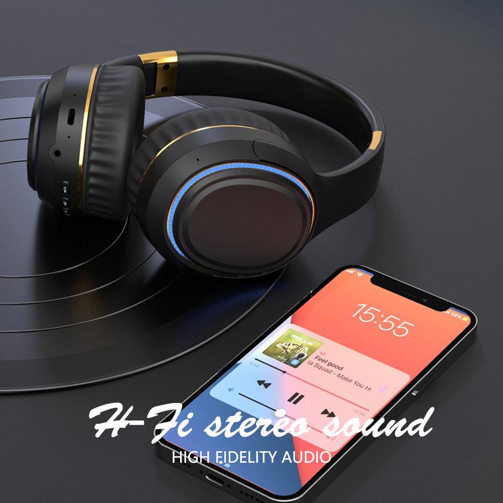 JR H6 Foldable Bluetooth 5.3 Wireless Headphone Over Ear Active Noise Cancelling Deep Bass Headset (Navy Blue).