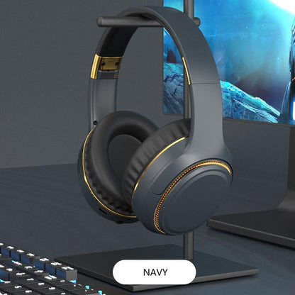 JR H6 Foldable Bluetooth 5.3 Wireless Headphone Over Ear Active Noise Cancelling Deep Bass Headset (Navy Blue).
