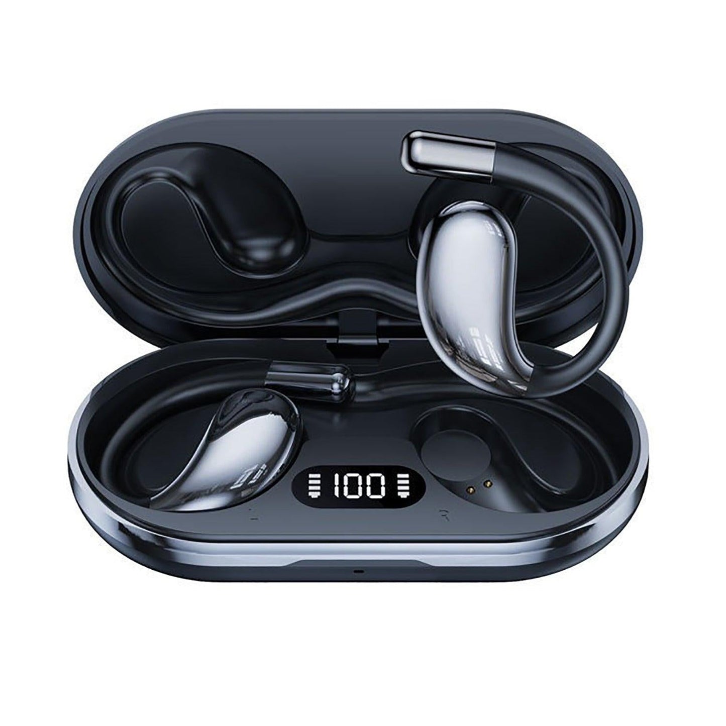 Wireless Earhook Sports Headphones Open-Ear Bluetooth 5.4 Sweat-Resistant Earphones (Black).