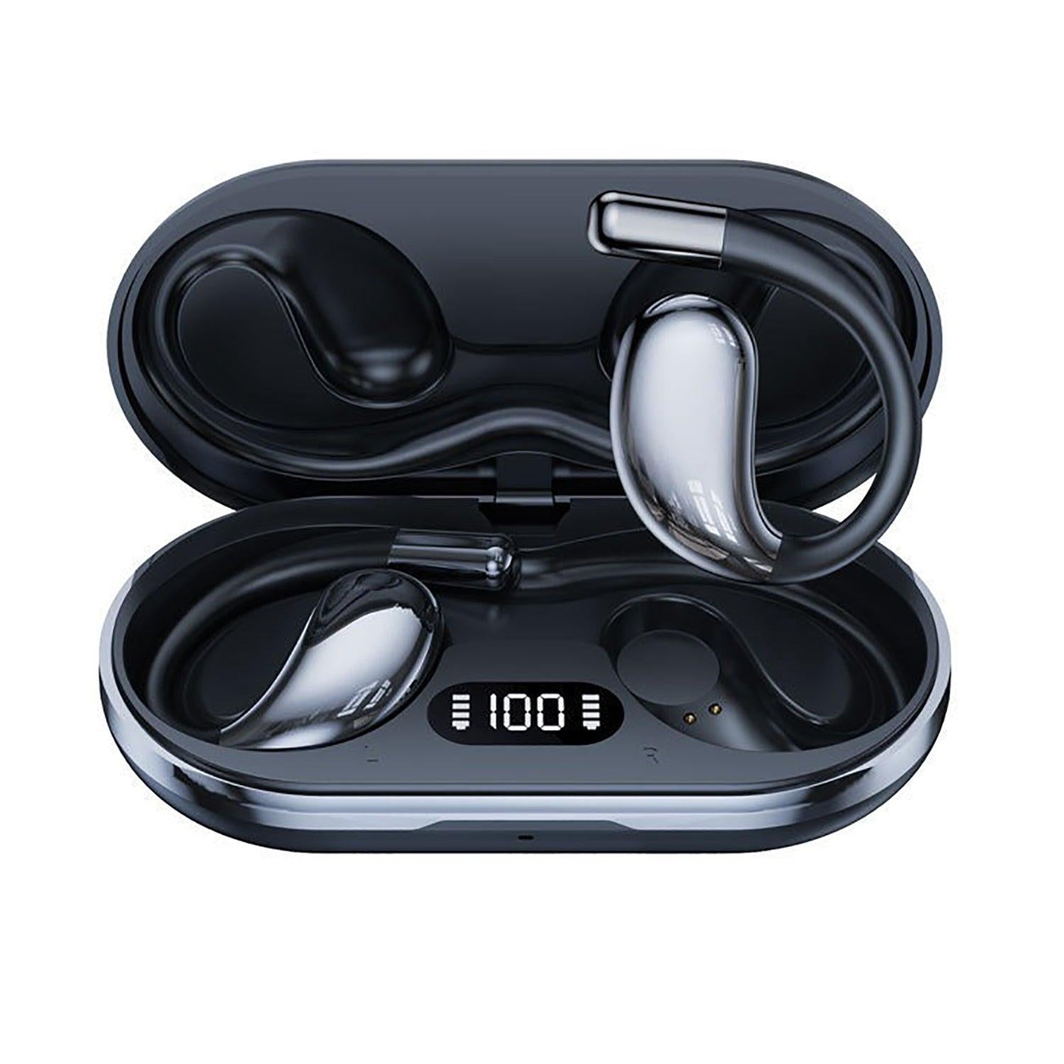 Wireless Earhook Sports Headphones Open-Ear Bluetooth 5.4 Sweat-Resistant Earphones (Black).