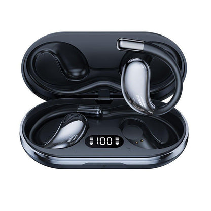 Wireless Earhook Sports Headphones Open-Ear Bluetooth 5.4 Sweat-Resistant Earphones (Black).
