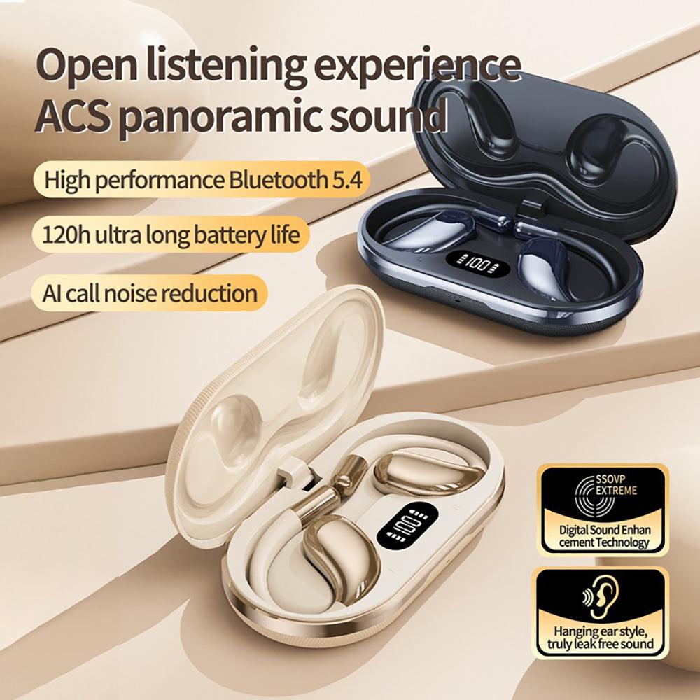 Wireless Earhook Sports Headphones Open-Ear Bluetooth 5.4 Sweat-Resistant Earphones (Black).
