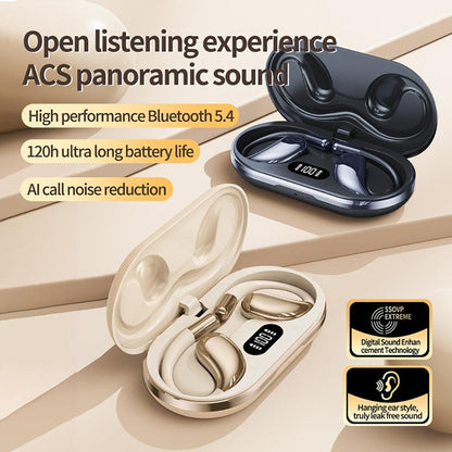 Wireless Earhook Sports Headphones Open-Ear Bluetooth 5.4 Sweat-Resistant Earphones (Black).