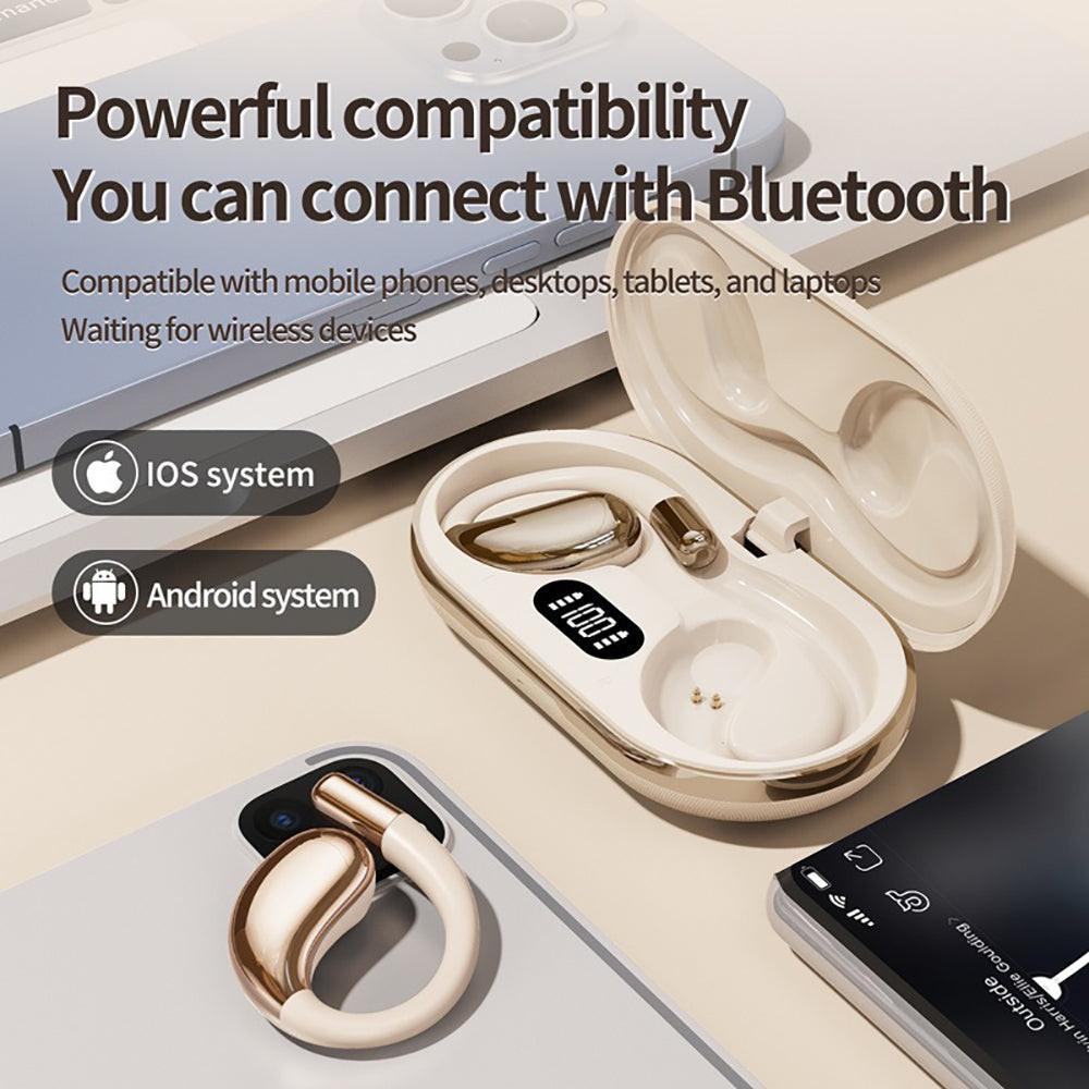 Wireless Earhook Sports Headphones Open-Ear Bluetooth 5.4 Sweat-Resistant Earphones (Black).