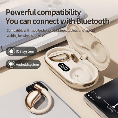 Wireless Earhook Sports Headphones Open-Ear Bluetooth 5.4 Sweat-Resistant Earphones (Black).