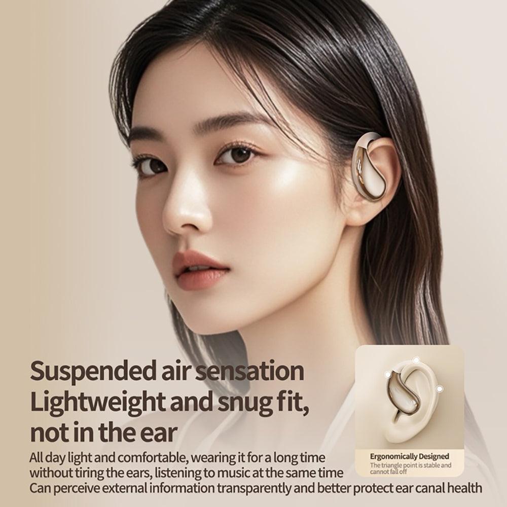 Wireless Earhook Sports Headphones Open-Ear Bluetooth 5.4 Sweat-Resistant Earphones (Black).