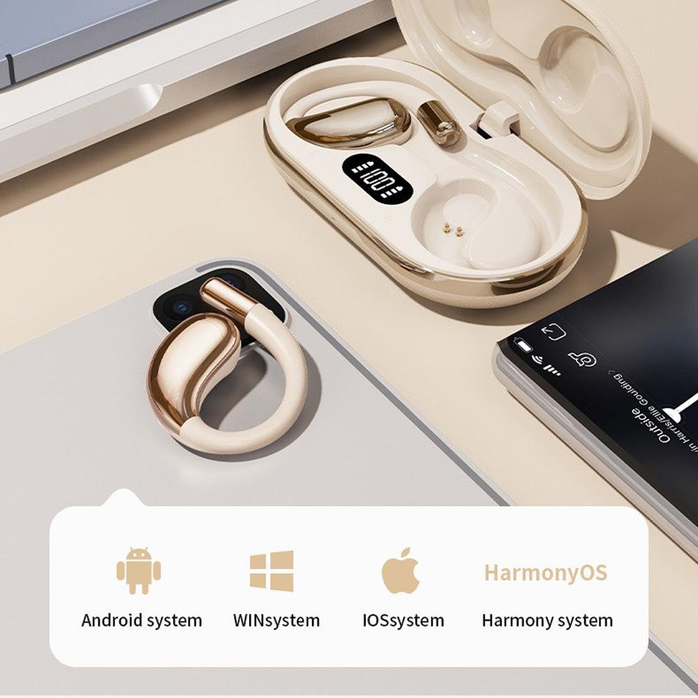Wireless Earhook Sports Headphones Open-Ear Bluetooth 5.4 Sweat-Resistant Earphones (Black).