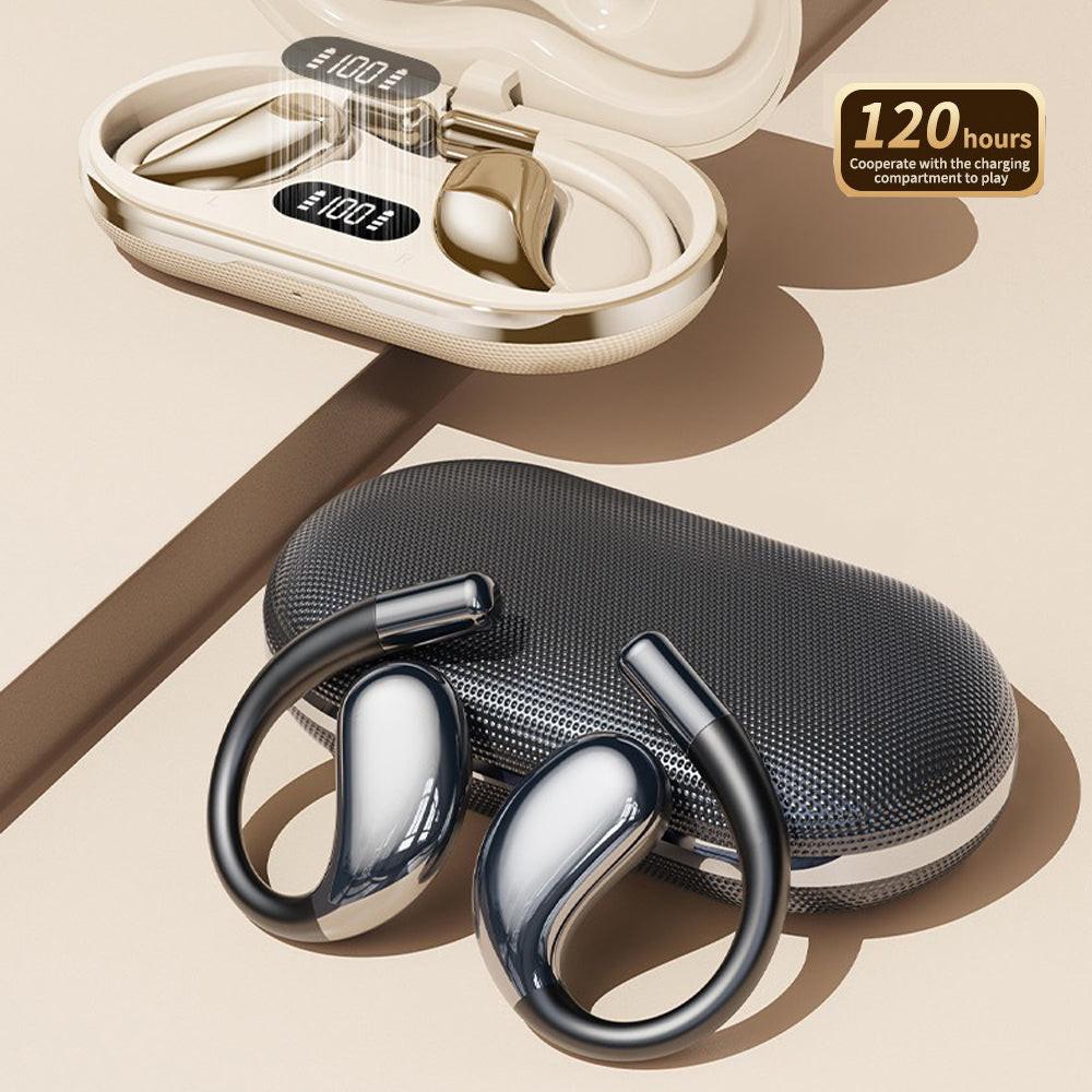 Wireless Earhook Sports Headphones Open-Ear Bluetooth 5.4 Sweat-Resistant Earphones (Black).