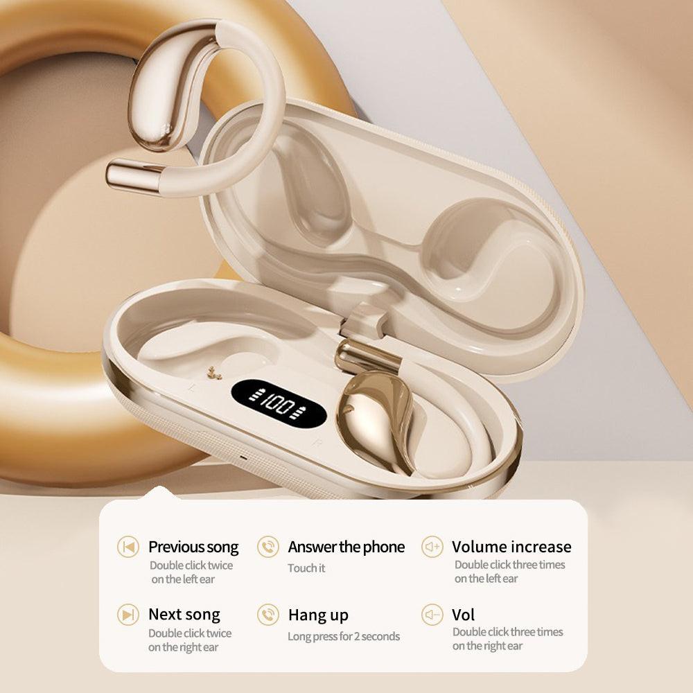 Wireless Earhook Sports Headphones Open-Ear Bluetooth 5.4 Sweat-Resistant Earphones (Black).
