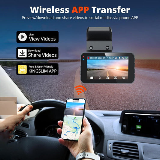 4K+2.5K Dual Dash Cam with WiFi GPS ADAS, Front and Rear Car Camera Recorder with 32GB Card