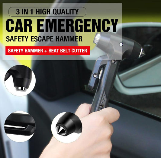 3 in 1 Car Emergency Safety Escape Hammer Glass Window Breaker Belt Cutter Tool.