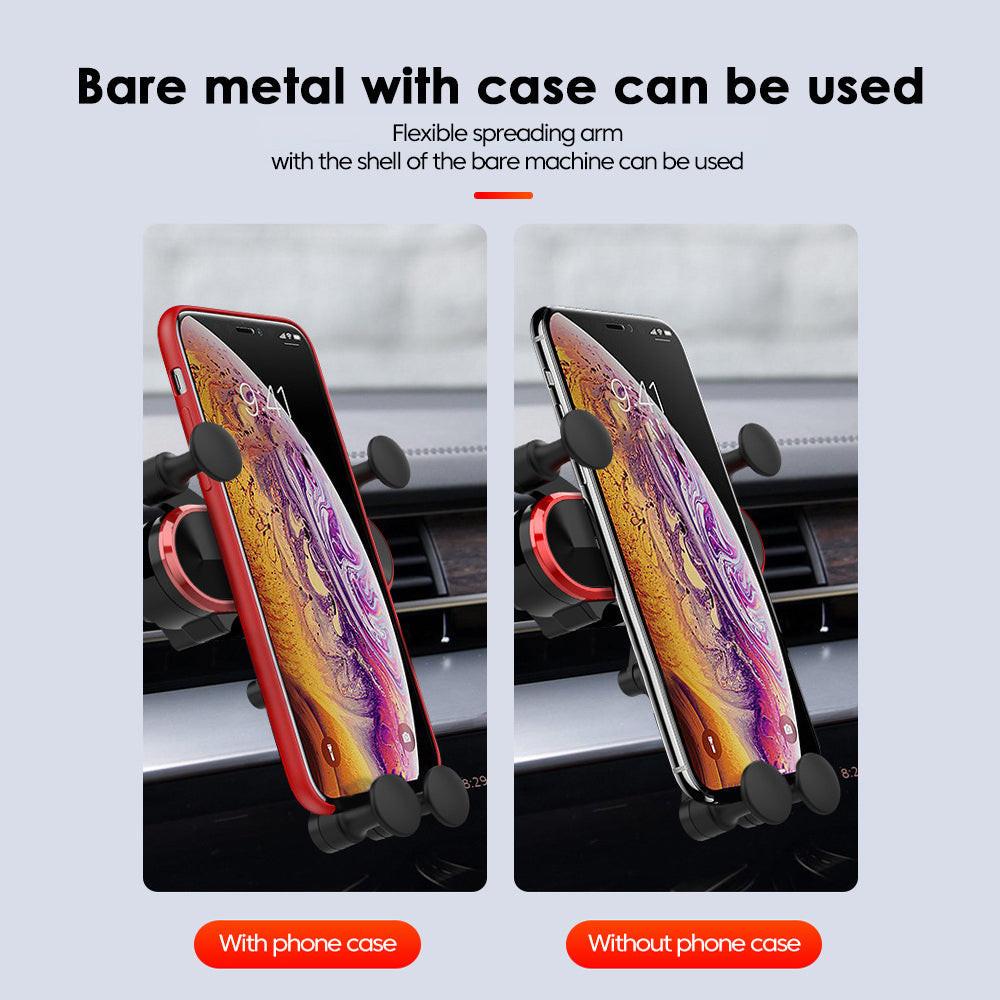 Car Phone Holder Metal Gravity 360 Universal Rotation Ball Air Vent Cellphone Stand(Dark Grey).