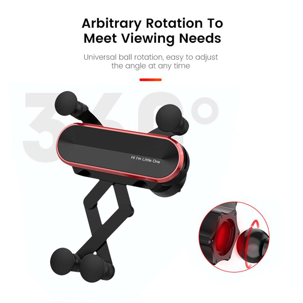 Car Phone Holder Metal Gravity 360 Universal Rotation Ball Air Vent Cellphone Stand(Dark Grey).