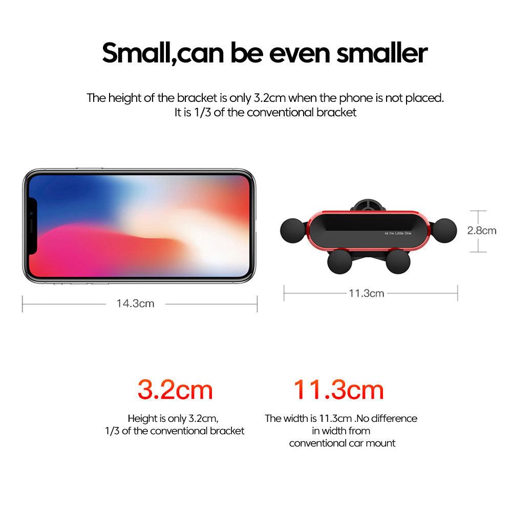 Car Phone Holder Metal Gravity 360 Universal Rotation Ball Air Vent Cellphone Stand(White).