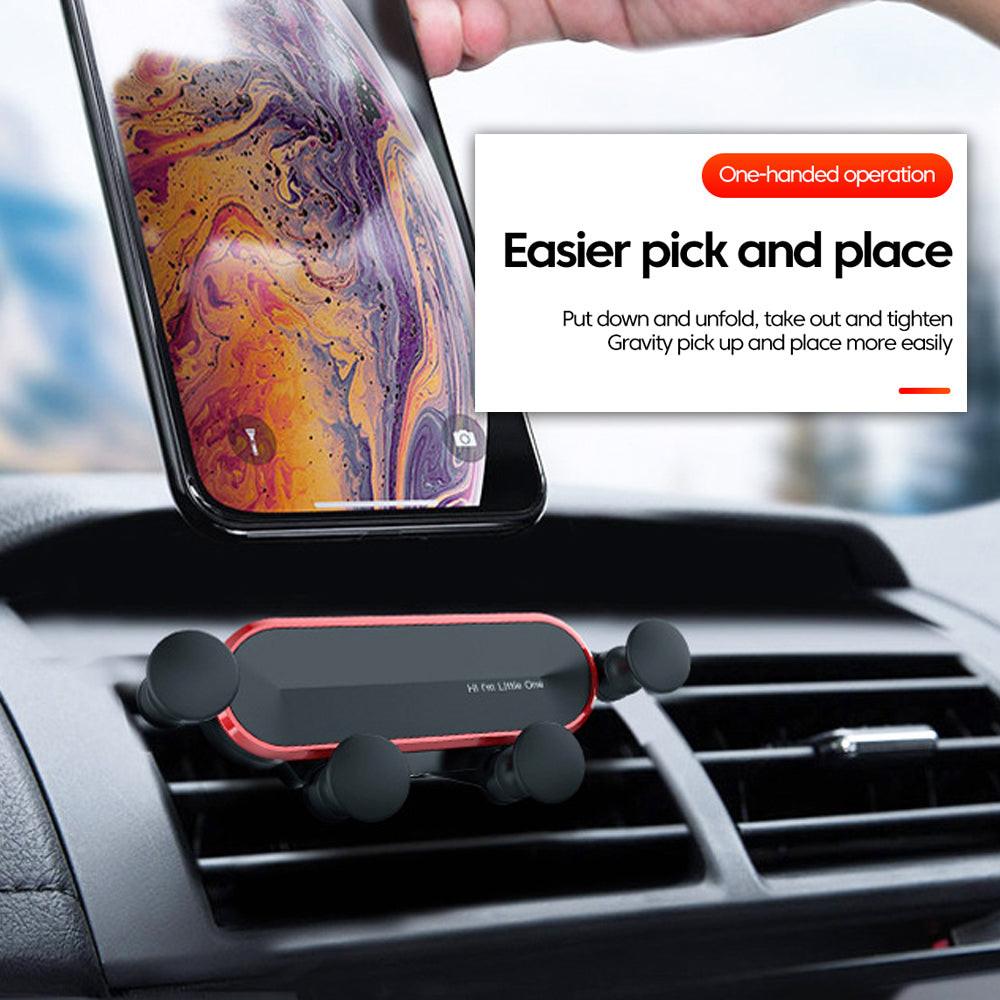Car Phone Holder Metal Gravity 360 Universal Rotation Ball Air Vent Cellphone Stand(White).