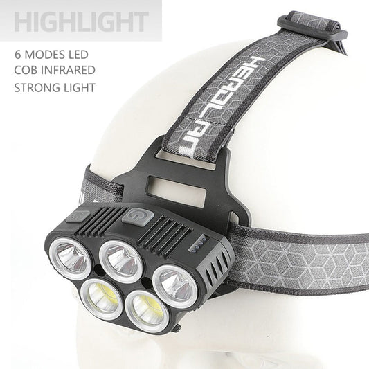 6 Modes LED Head Torch Induction Headlight Camping COB Infrared Strong Lights.