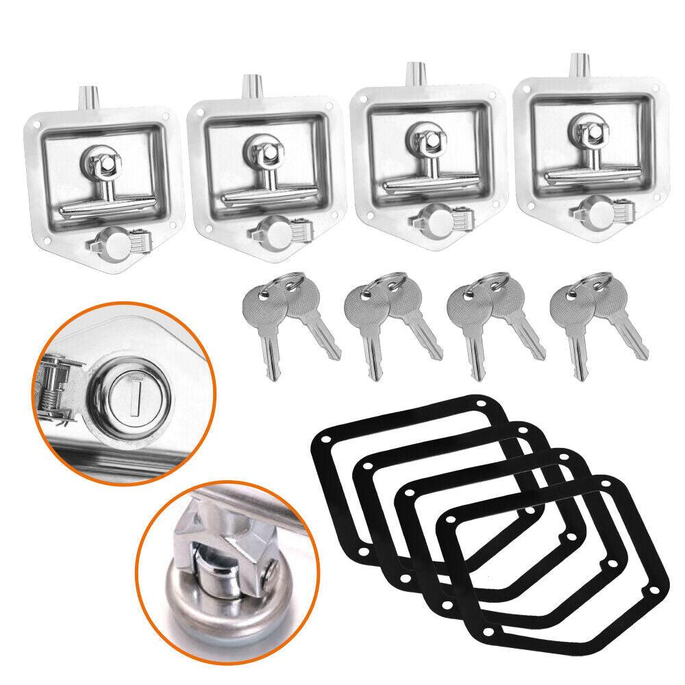 4-Piece T Handle Locks Tool Box With Keys Stainless Steel Trailer Camper Truck.