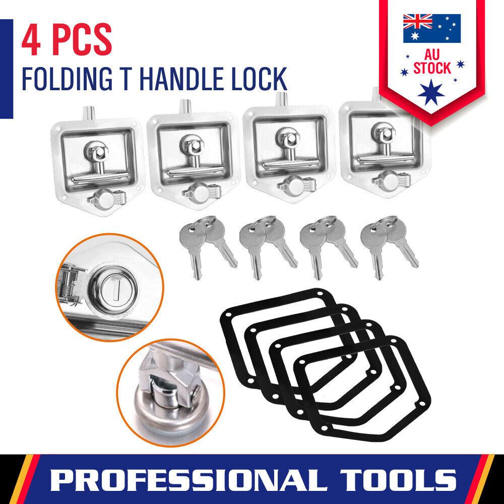 4-Piece T Handle Locks Tool Box With Keys Stainless Steel Trailer Camper Truck.