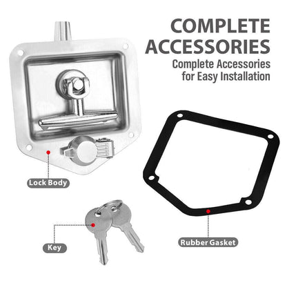 4-Piece T Handle Locks Tool Box With Keys Stainless Steel Trailer Camper Truck.