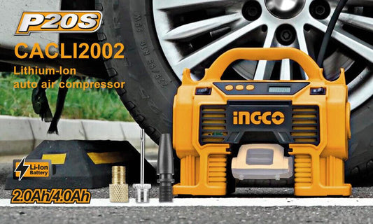 INGCO Air Compressor Car Tyre Deflator Inflator Pump 160PSI Auto Stop & Fittings(no battery and charger).