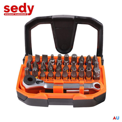 32Piece 1/4" Mini Double Head Screwdriver Bit and Ratchet Set CRV Steel Durable.