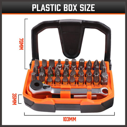 32Piece 1/4" Mini Double Head Screwdriver Bit and Ratchet Set CRV Steel Durable.