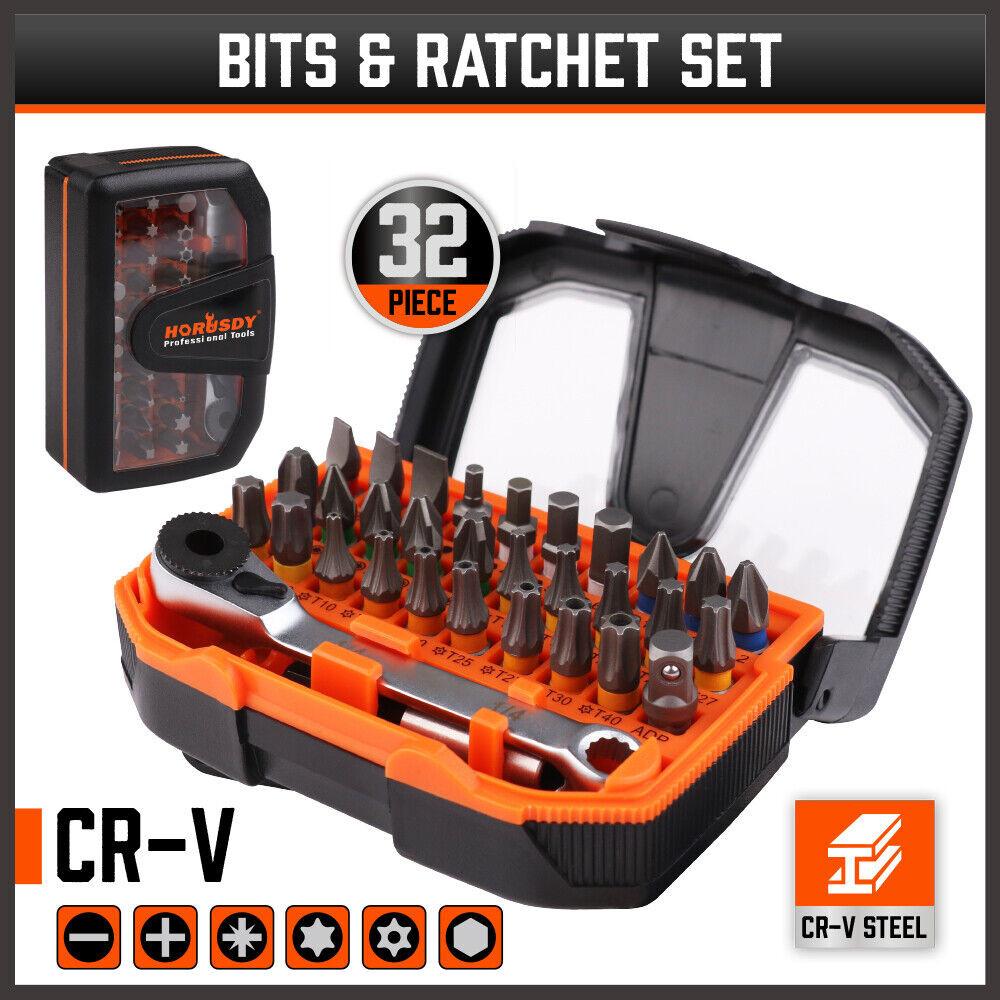 32Piece 1/4" Mini Double Head Screwdriver Bit and Ratchet Set CRV Steel Durable.