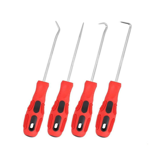 4Pc Pick Hook Set O Ring Oil Seal Remover Non-Slip Rubber Handle Red Local Stock.