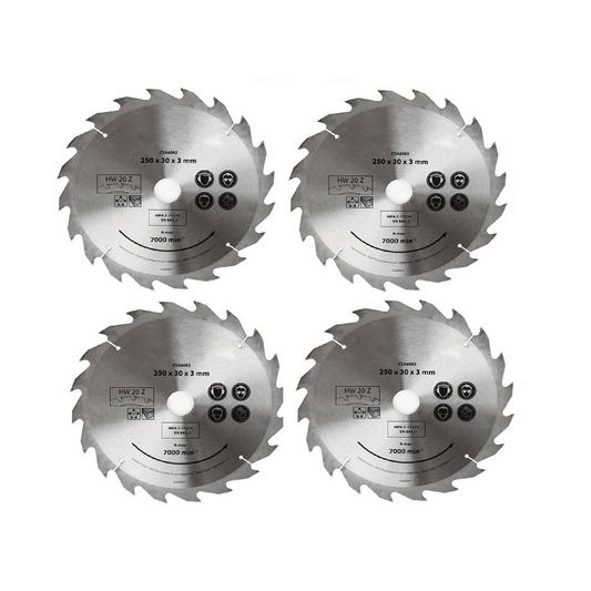 4x 250MM Circular Saw Blade 20T Disc Saw Blade Wood Timber Cutting 30/20/16mm.