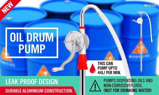 Aluminium Rotary Drum Pump Diesel Fuel Kero Oil Petrol 44 Gallon Drum Hand Pump.