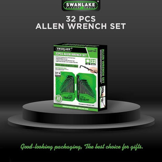 SWANLAKE 32PCS Hex Key Set, Allen Wrench Set Inch/Metric MM(0.7mm-10mm) SAE(0.028"-3/8).