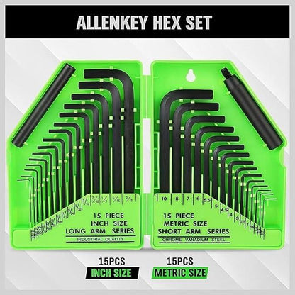 SWANLAKE 32PCS Hex Key Set, Allen Wrench Set Inch/Metric MM(0.7mm-10mm) SAE(0.028"-3/8).