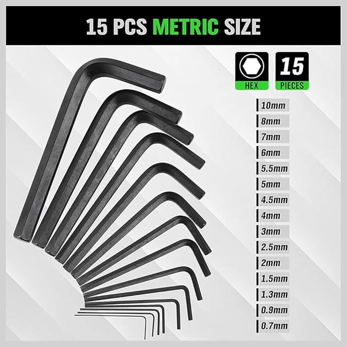 SWANLAKE 32PCS Hex Key Set, Allen Wrench Set Inch/Metric MM(0.7mm-10mm) SAE(0.028"-3/8).