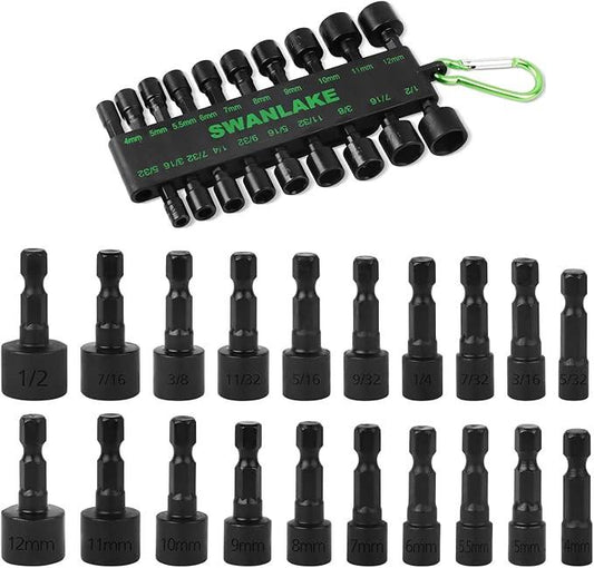 SWANLAKE GARDEN TOOLS (letter with no tracking)SWANLAKE 20PCS Power Nut Driver Set for Impact Drill, 1/4â Hex Head Drill Bit SAE and Metric.