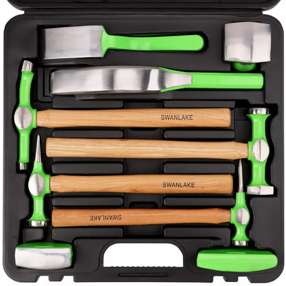 9-Piece Garden Tools Auto Body Hammer Dolly Set Car Body Dent Repair Tool Case.