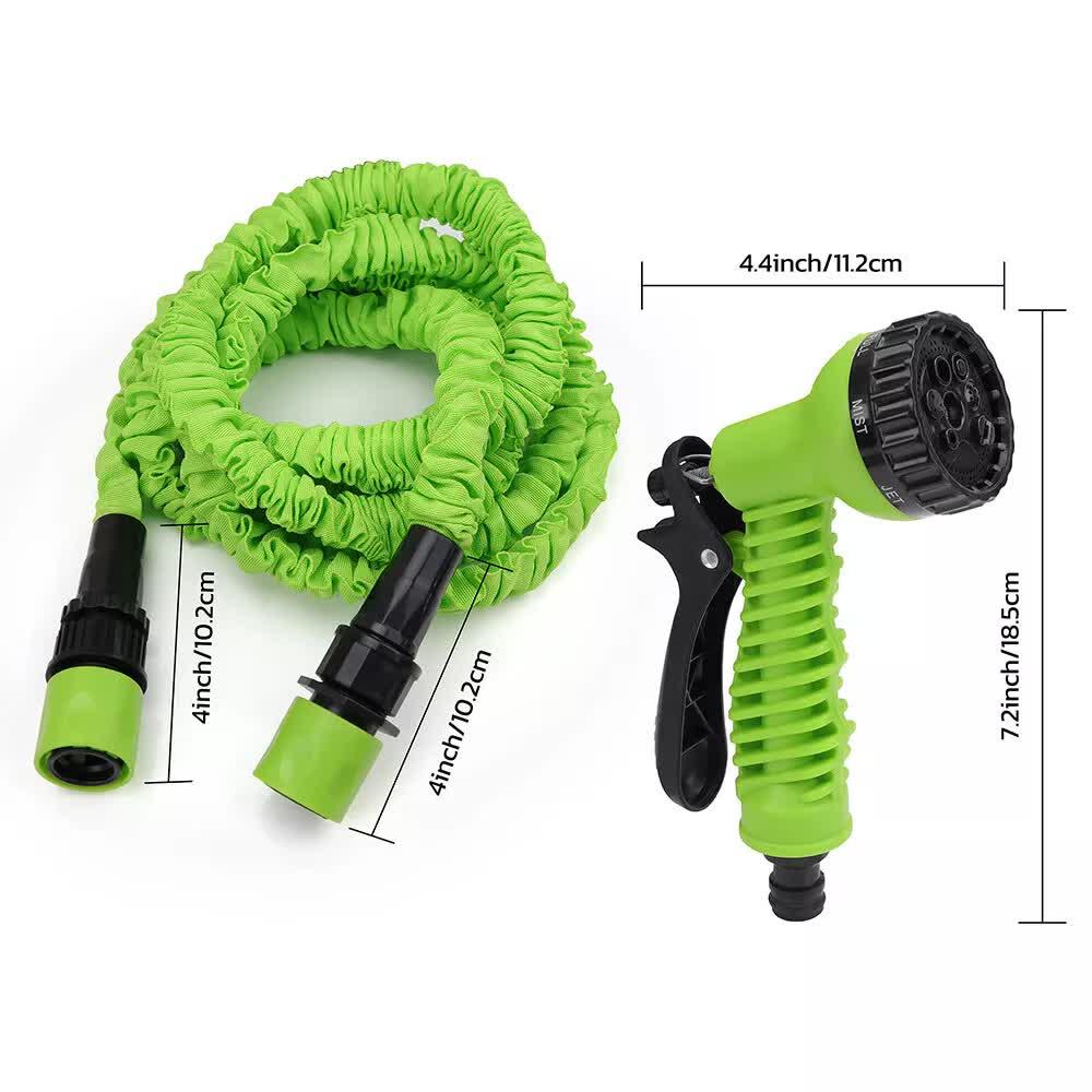 25FT Water Garden Hose Flexible Expandable Pipe Car Wash W/ Spray Nozzle Gun.