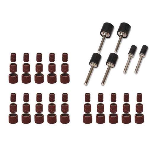 51Pc Sanding Bands Drum Sleeve Set 120 Grits Mandrel Dremel Rotary Kit 3mm Shank.