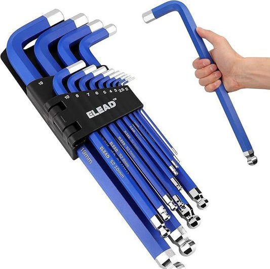 ELEAD Jumbo Hex Key Allen Wrench Set | 13-Piece Metric 2-19mm | Long Ball End Durable CR-V | Automotive | Mechanic | Furniture | Professional Grade Tools.