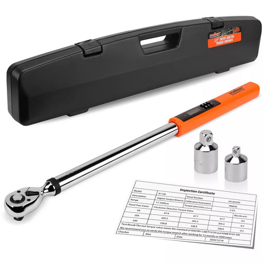3Pc 1/2" Digital Torque Wrench Set Adjustable 17-340N.m / 25-250ft.lb Motorcycle.