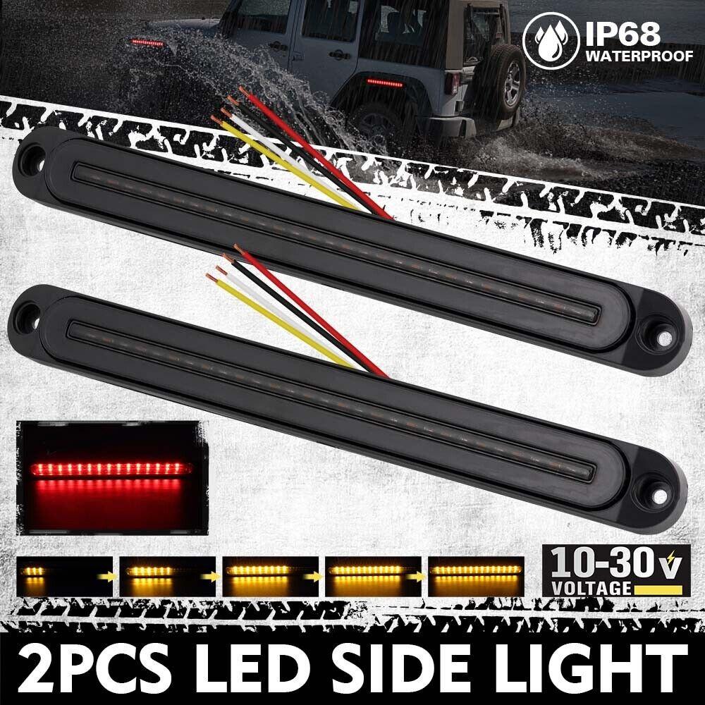 2Piece LED Tail Lights Flowing Turn Signal Stop brake Trailer Truck Caravan IP68.