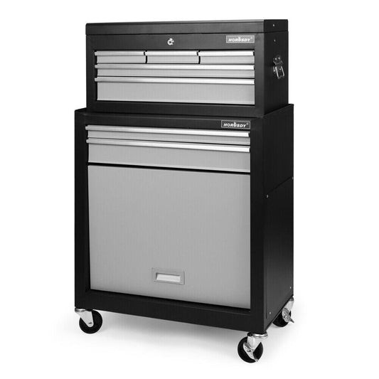 HORUSDY 7 Drawer Tool Box Trolley Cabinet Storage Cart Garage Toolbox Organiser.
